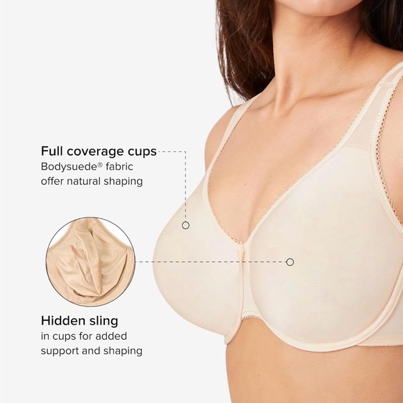 NWT Wacoal Basic Beauty Unlined Underwire Full Coverage Bra in Sand 34D - Picture 4 of 10